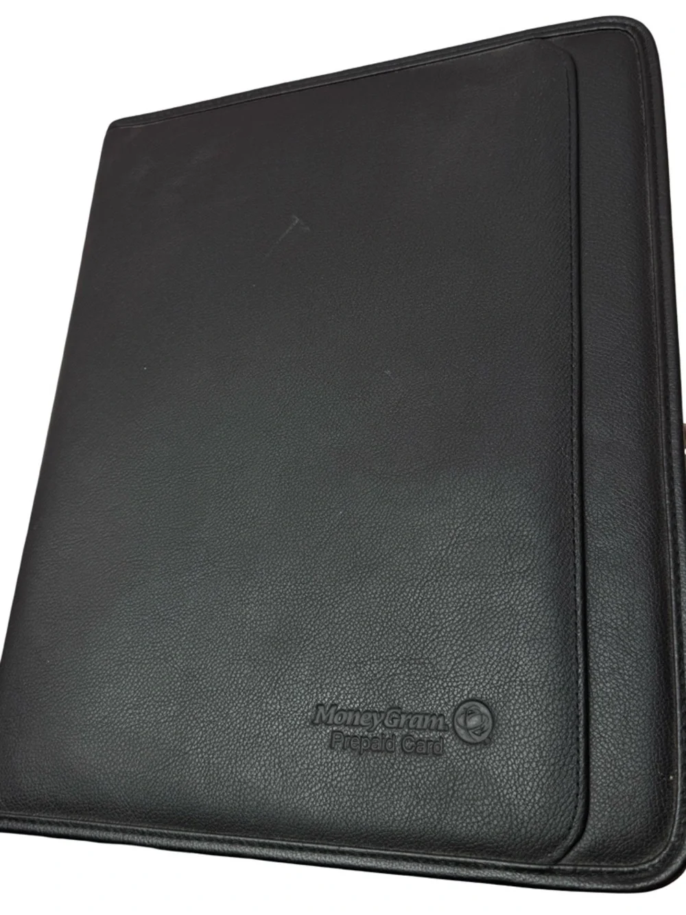 Leather Notepad Portfolio Organizer Zip Folder Black Money Gram Leeds Padfolio